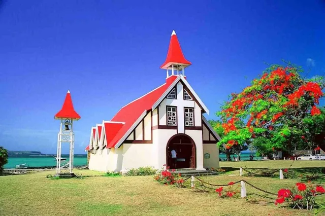 The red-roof church at Cap Malheureux, Mauritius